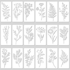 18 Sheet Flower Stencils for Painting, 5.9x2.95in Floral Stencils Reusable