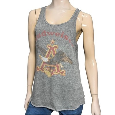 Junk Food Women s Size L Heather Gray Budweiser Big A Eagle Graphic Tank Top