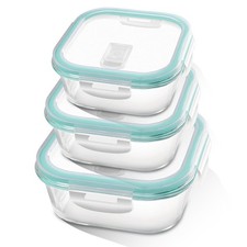 Airtight Borosilicate Glass Food Storage Containers Set – 3 Pack