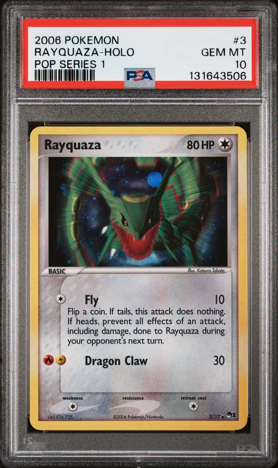 2006 POKEMON POP SER 1 #3 RAYQUAZA-HOLO PSA 10