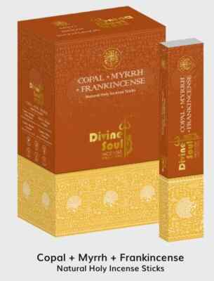 Divine Soul Räucherstäbchen Copal Myrrhe Frank Spiritueller Duft Agarbatti 180g