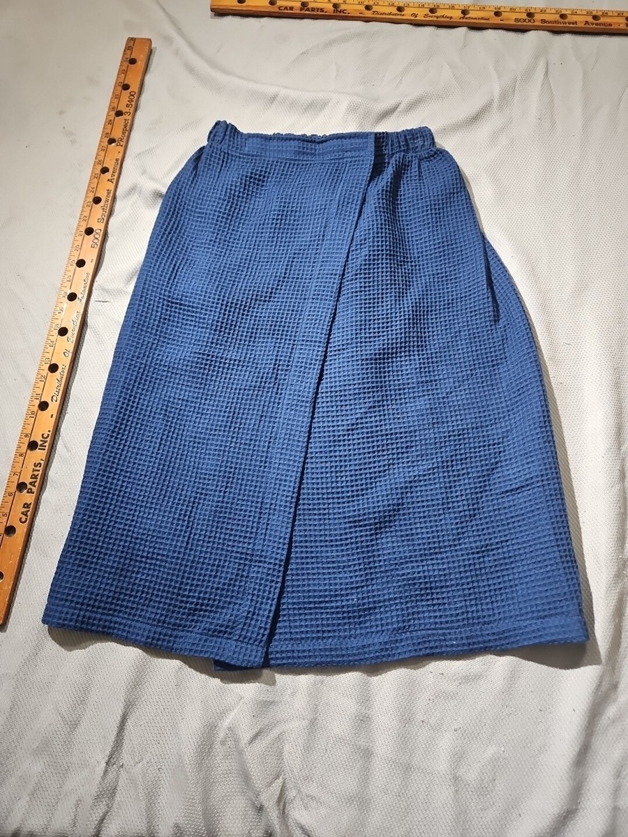 Vintage Terry Town Wrap Skirt Towel Womens One Size Blue Thermal