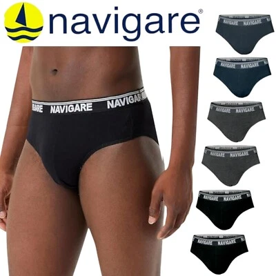 6 slip uomo NAVIGARE cotone bielastico elasticizzato mutande Blu Nero Grey 574E