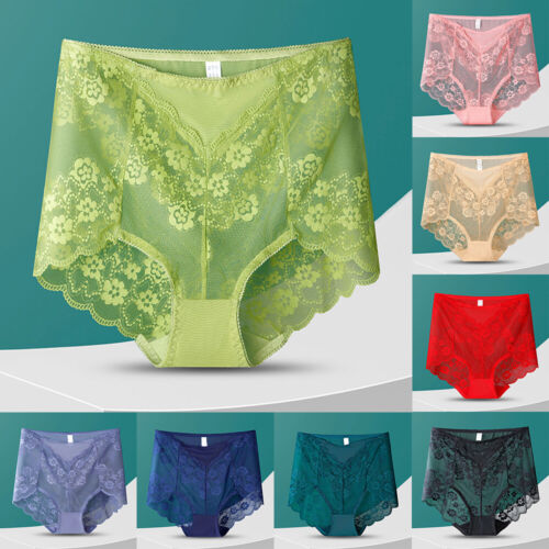 Women Underwear Briefs High Waist Full Lace Knickers Body Shaper Sexy Panties N