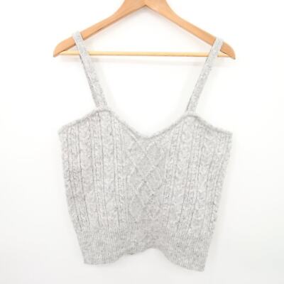 Primark Tank Top Gray Sweater Knit Pattern Ribbed V-Neck Blouse Size Large NWT