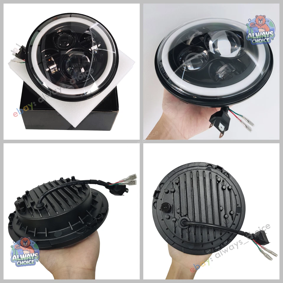 Paar 7 Zoll Rund LED Scheinwerfer Angel Eye für 90-97 Mazda Miata MX-5 /Jeep - Bild 3 von 4