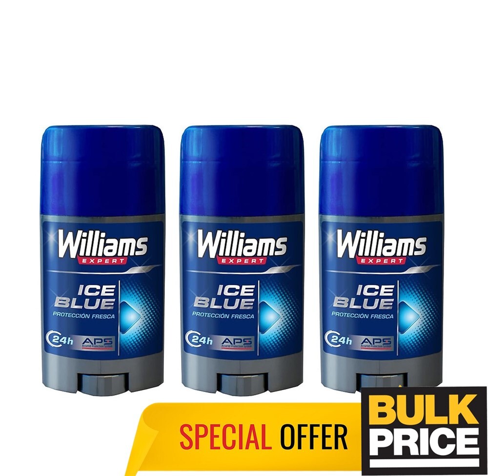 Williams Ghiaccio Blu Deodorante Stick Alu-Free 24H Sudare Odor Protezione 75ml