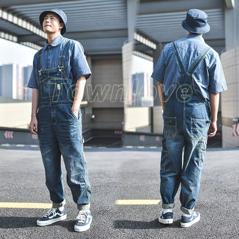 Fashion Spring Men New Brand Jeans Loose Casual Overalls Mens Work