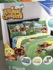 NEW IN PKG Animal Crossing Sheet Set by Horizons /4 Piece Full Size Microfiber.