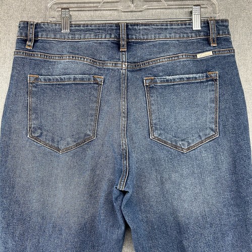 Pantalones de mezclilla KanCan para mujer 30 elásticos con botones de mezclilla cónicos azul angustiado - Imagen 9 de 13