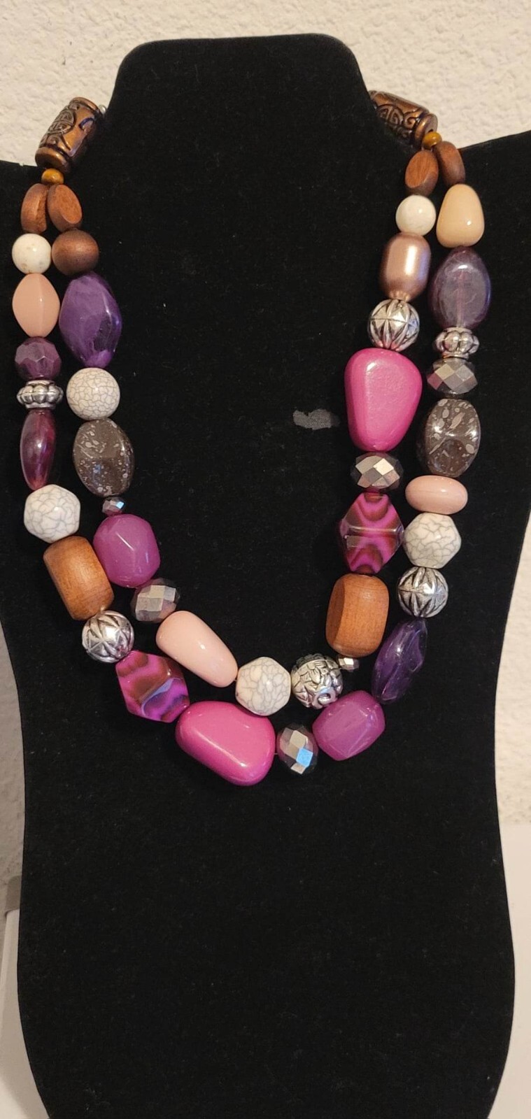 BOCAR 2 Layer Statement Chunky Beaded Fashion Col… - image 2