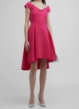 750 Chiara Boni La Petite Robe Women's Pink Fairissa Pleated High-Low Dress 44