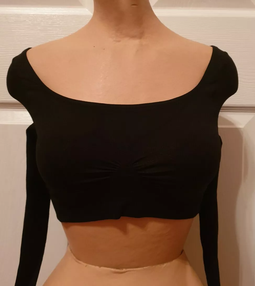 Shear Shapewear Black GymWorkout,Ballet Dance Cropped top,size L(M) runs  small