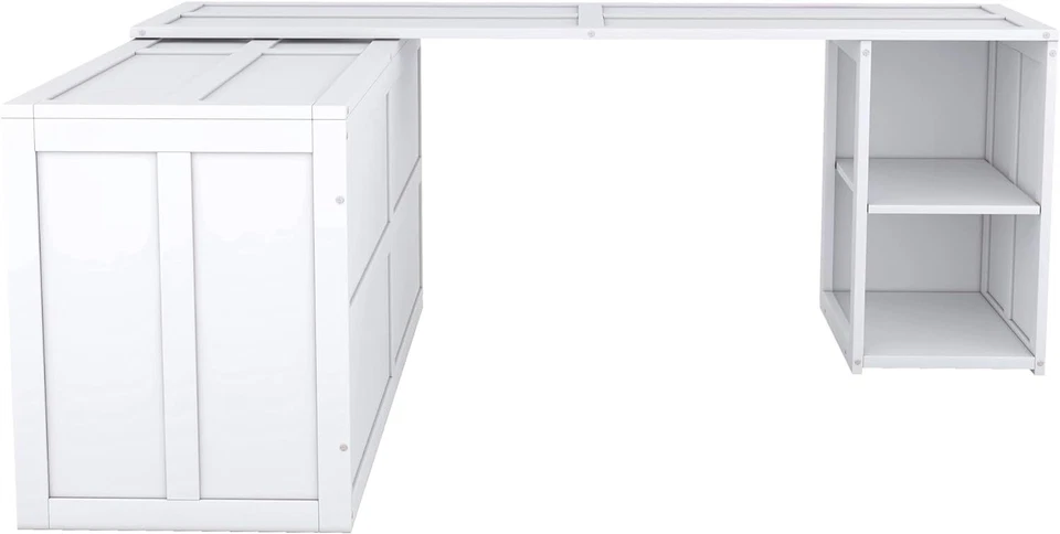 Queen Size Murphy Bed with Rotable Desk & Open Shelves, Space-Saving Murphy Bed - Image 4 of 4