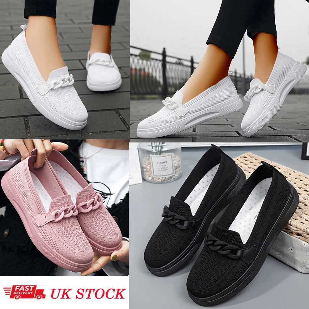 Womens Slip On Memory Foam Smart Casual Pumps Walking Work Loafers Shoes  Size