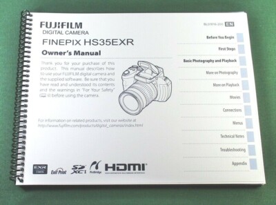 Fujifilm FinePix HS35EXR Owner's Manual: 148 Pages & Protective Covers! 