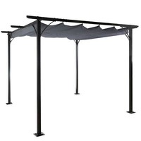 Pergola MCW-C42, Garten Pavillon, 6Cm-Gestell + Schiebedach 3,5X3,5M Grau