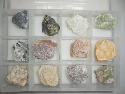 12 Large Rock Collection Set In Clear Plastic Box Rss12a Education Specimen Ebay