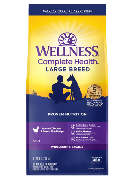 Wellness Complete Health Natural Large Breed Adult Chicken & Rice Dog Food 30-lb