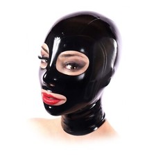 Latex Hood with Back Zipper Rubber Mask for Party Fetish BDSM Clubwear BDSM