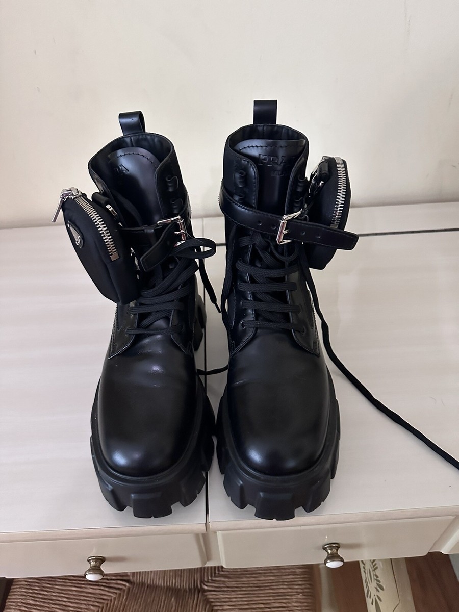 Combat Boots Boots With Mini Bags Prada Monolith Mini Bag Lug Sole