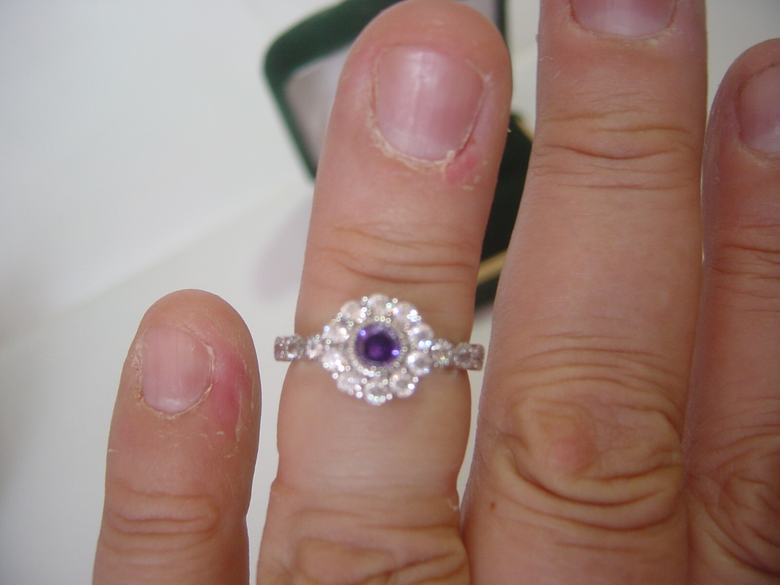 BEAUTIFUL SOLID SILVER RING-SUPERB PURPLE & WHITE… - image 4