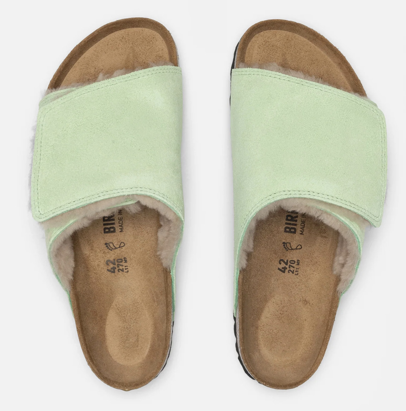 STUSSY Birkenstock Suede Shearling Slide Washed Green Solana image 4
