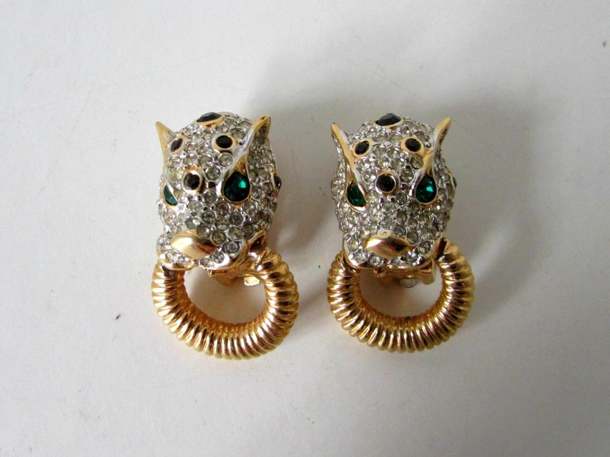 Panther head earrings clearance