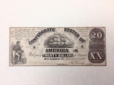 T-18 - 1861 $20 TWENTY DOLLARS CSA CONFEDERATE STATES OF AMERICA cd