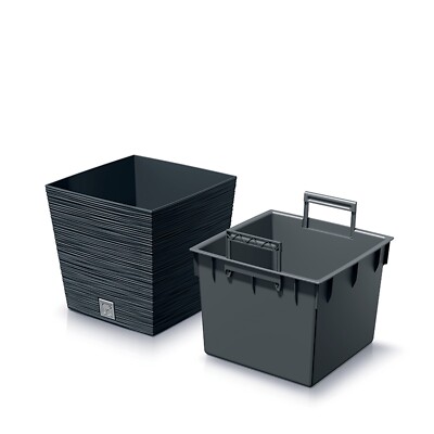 Blumentopf mit Einsatz Furu Square Low Kunststoff 24x24x23,5cm Anthrazit