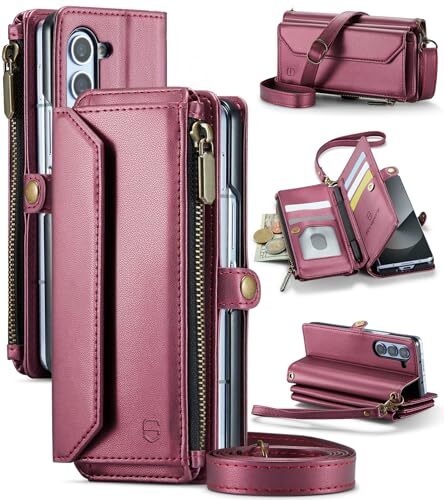 Funda Cartera Bandolera Compatible con Samsung Galaxy Z Plegable 6 Rojo Vino - Imagen 2 de 7