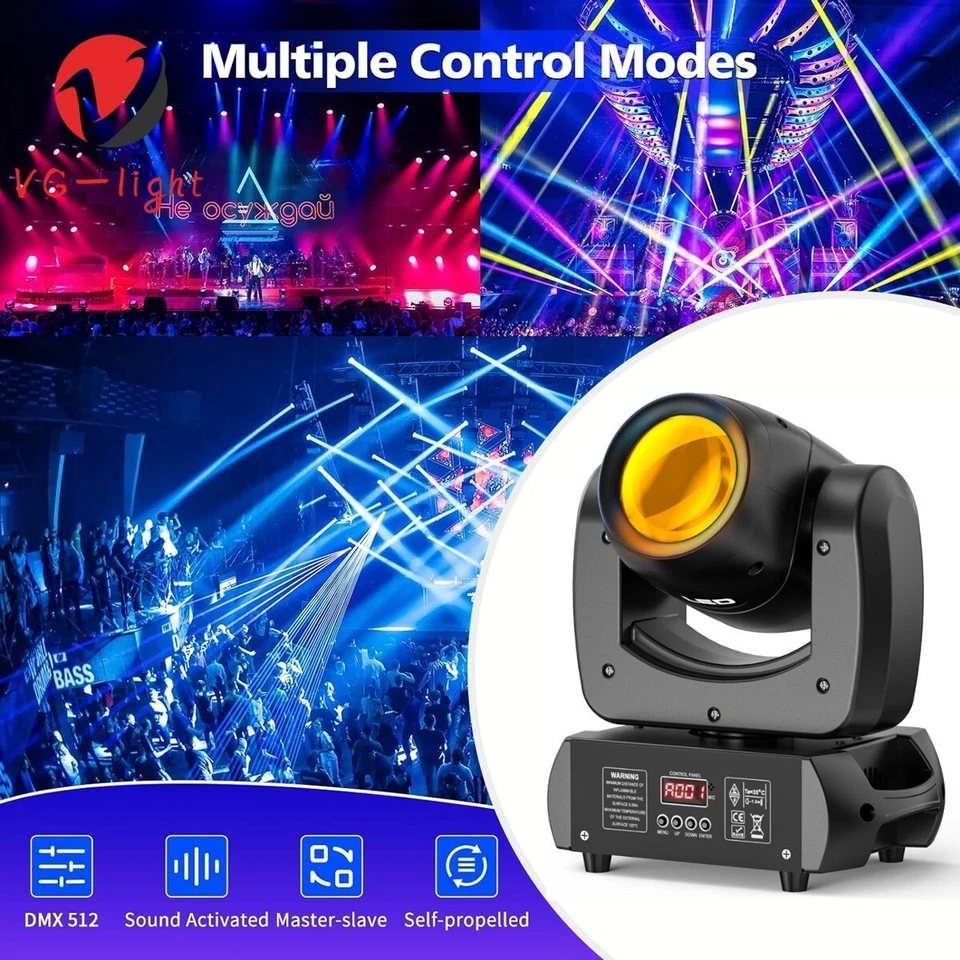 3 Prism 100w LED Moving Head Spot Light Beam Gobo Stage Lighting Dj Disco Party - Image 2 of 4