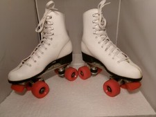 Vintage Roller Derby White Leather Roller Skates Women Size 8