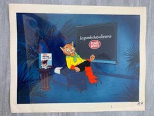 PUSS N BOOTS Cat Food Commercial 14x11 Animation Cell & Stat Background 1-A9