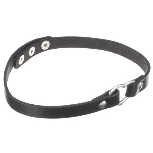 Korean Punk Goth Handmade Chain PU Leather Heart-Ring Collar Choker Necklace - Picture 8 of 11