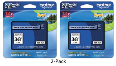 2-Pack GENUINE Brother TZe-121 Label Tape TZ121 * Authorized