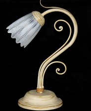 Lume antico ferro battuto vetro avorio artigianale rustico made in italy art.644