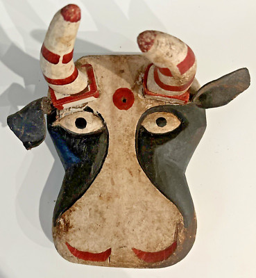 Vintage Hat Coat Hanger  Folk Art Rustic Hand Crafted Wall Decor Cow with Horns