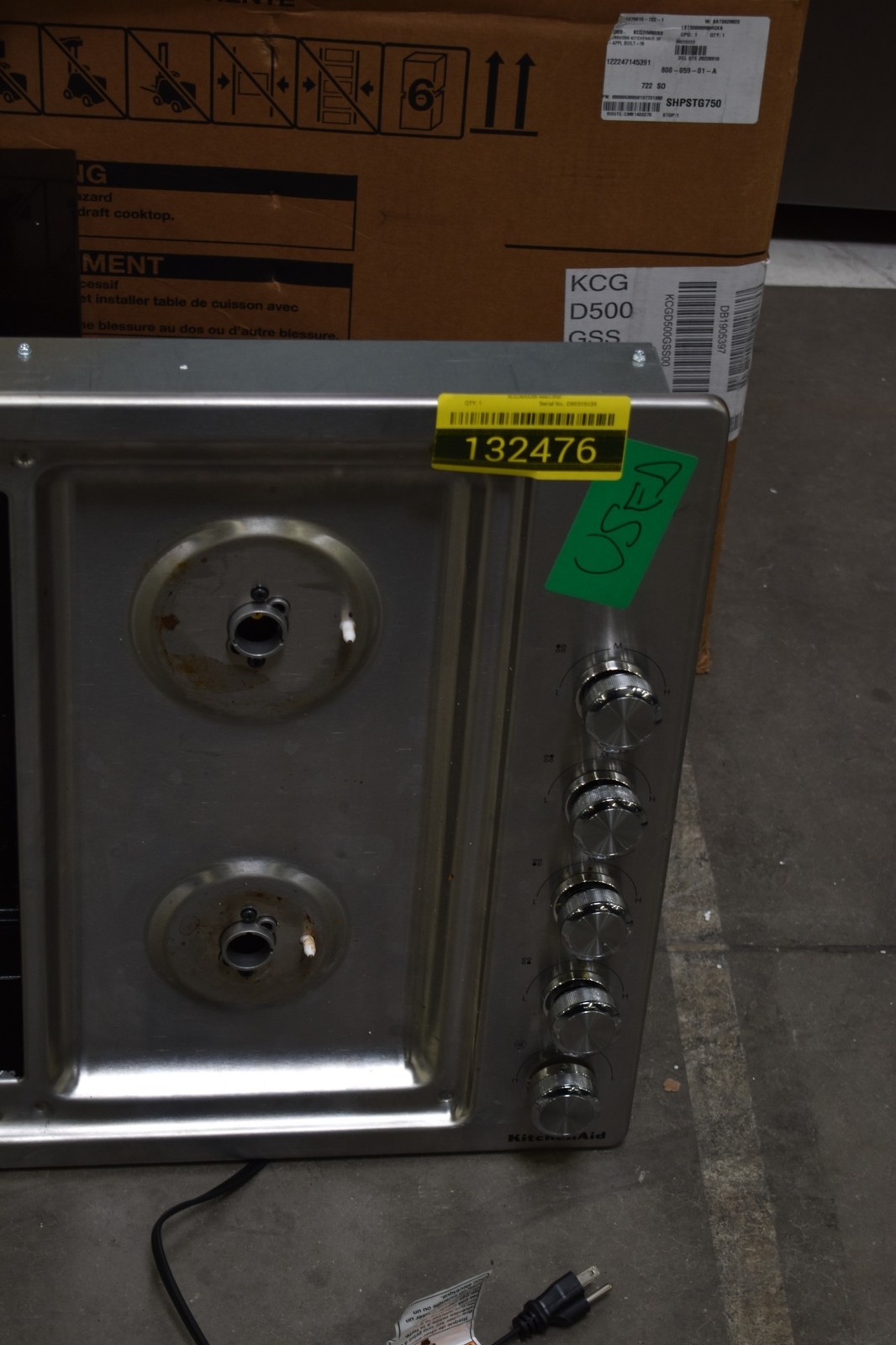 KitchenAid KCGD500GSS 30" Stainless 4 Burner Downdraft Gas Cooktop 132476 eBay