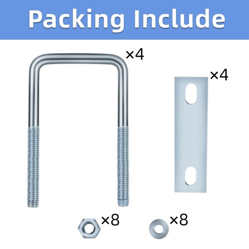 M6 M8 M10 Square U-Bolts 304 Stainless Steel U Clamp with Nuts and Frame Plates - Picture 5 of 14