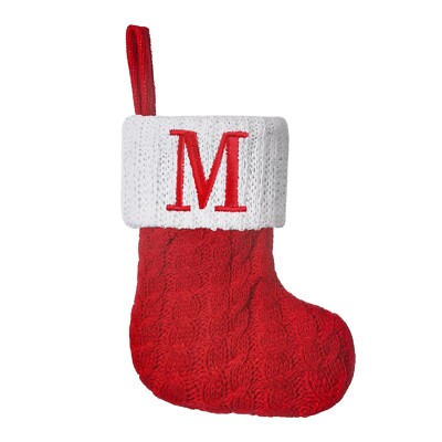 Mini Red Knit Stocking,8.5 Inches Initial Monogram Embroidered Christmas Stoc...