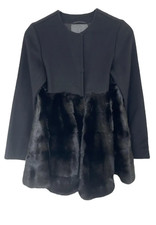 Co Wool Coat Mink Fur Panel Xs