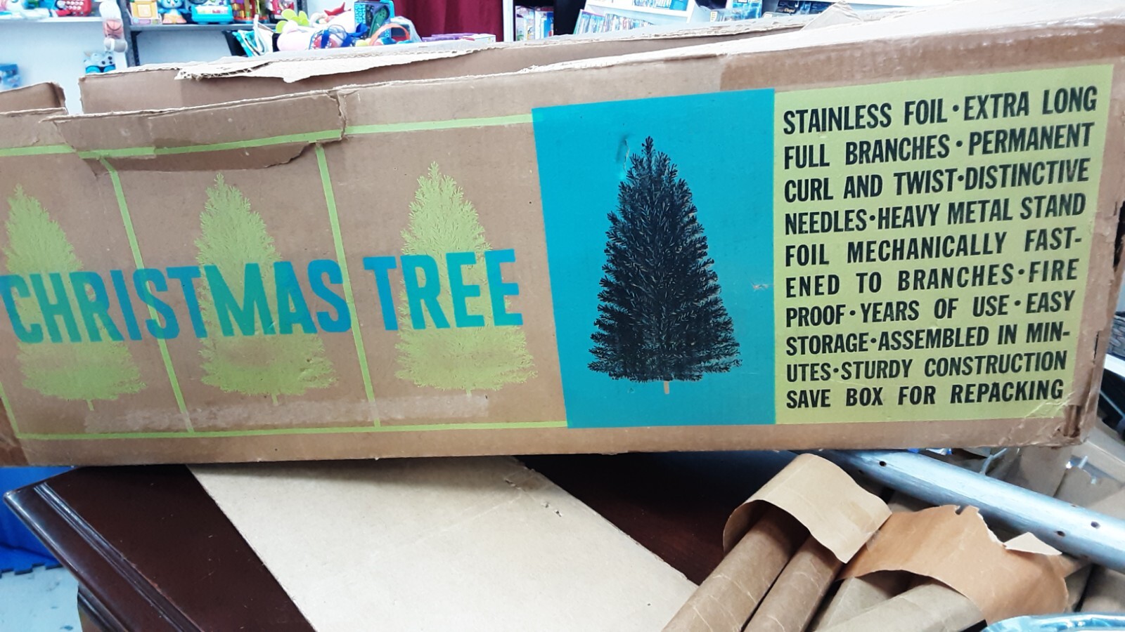 Vintage 5 Ft Silverline Aluminum Tinsel Pom Pom Christmas Tree Complete