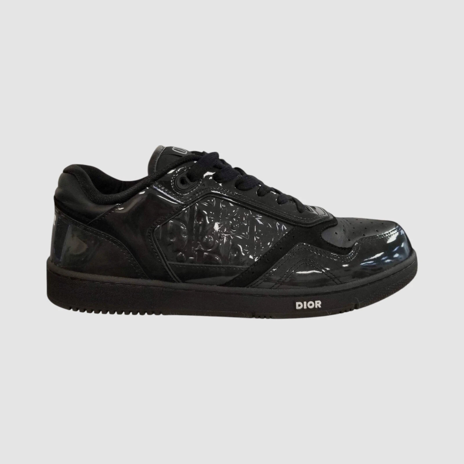Baskets Christian Dior homme noir B27 oblique gravité cuir verni pointure 45