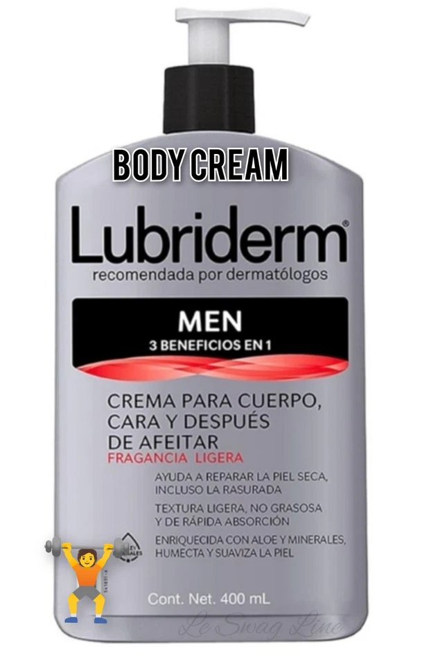 Body Cream w/Aloe LUBRIDERM Men's 3-In-1 Moisturizing Crema DESPUES AFEITA 400ml - Image 4 of 4
