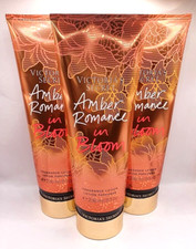 VICTORIA'S SECRET AMBER ROMANCE IN BLOOM BODY LOTION 8.0 OZ SET OF 3 