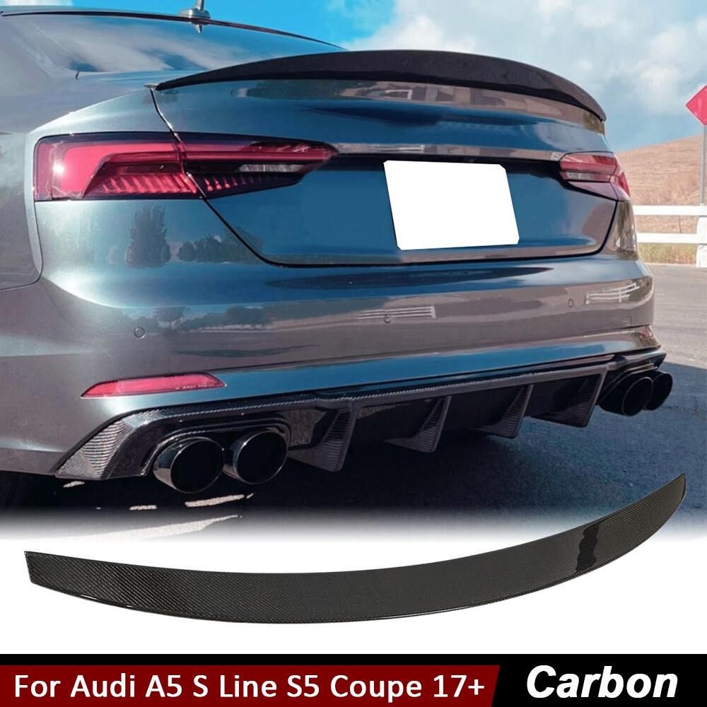 For Audi A5 S Line S5 Coupe 17-22 Real Carbon Fiber Rear Trunk Spoiler Wing Lip