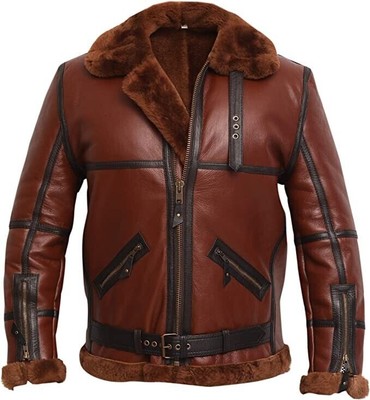 B3 braune Bomber Echt Lammfell Echt Lammfell Lederjacke