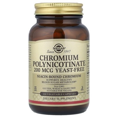 Solgar, Chrompolynicotinat, 200 mcg, 100 Vegetarische Kapseln