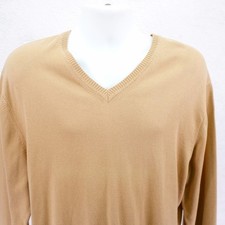Jos A Bank Signature Collection Pima Cotton -XL- V-Neck Sweater Brown Knit